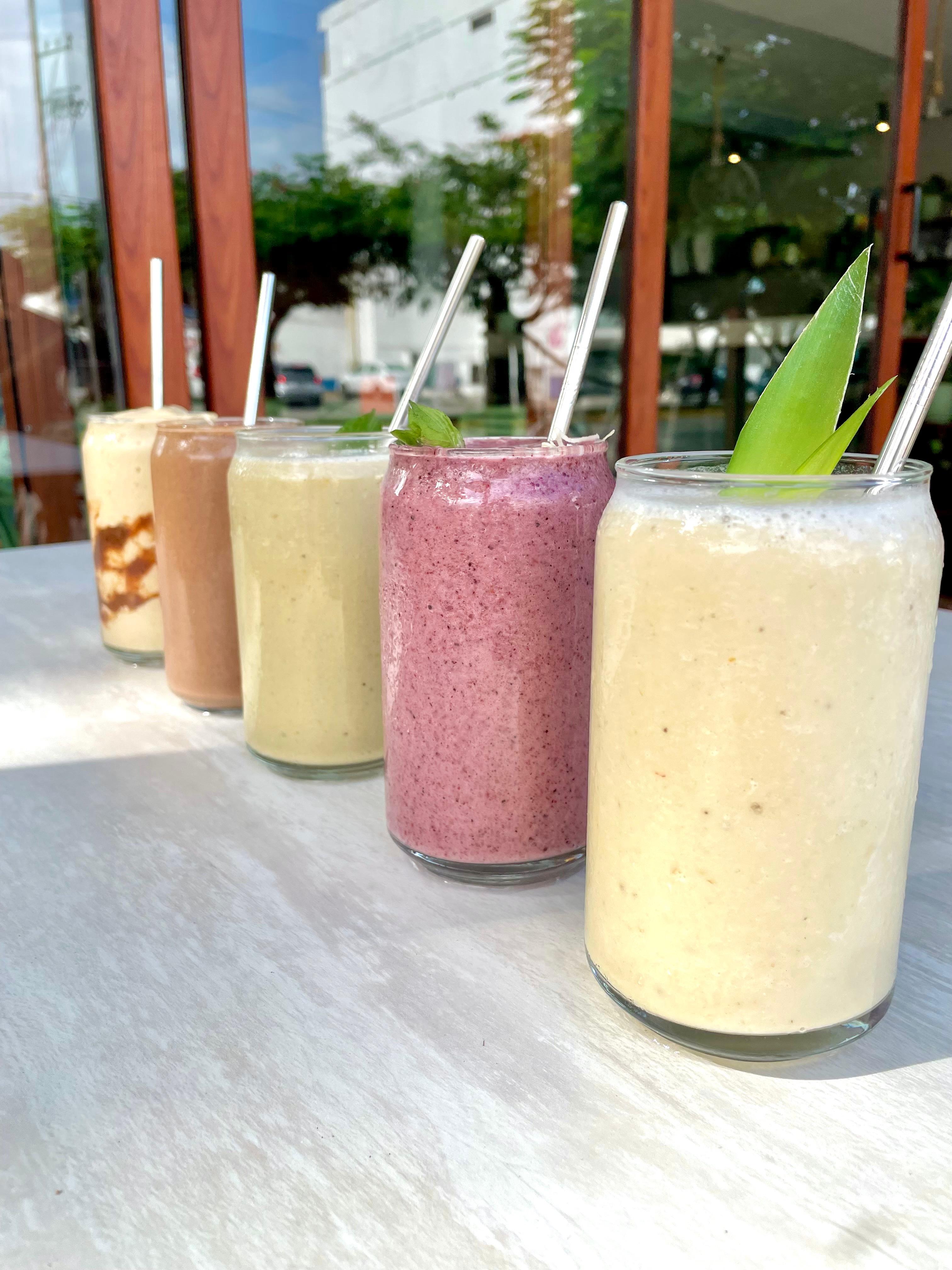 Superfood smoothies with adaptogens at BOTICA BISTRO Playa del Carmen