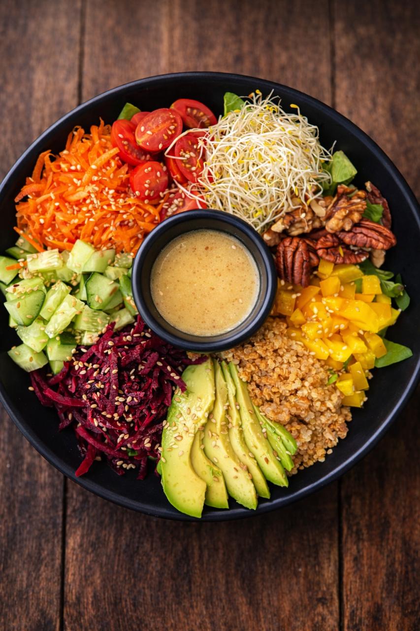Suprema Salad with fresh whole ingredients at BOTICA BISTRO Playa del Carmen